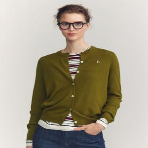 헤지스 여성 [[24FW]] HSSW4CC75L2 [울100%] 옐로우그린 라운드넥 가디건