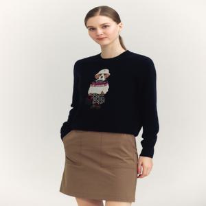 헤지스 여성 [[24FW]] HSSW4D806N2 [울100%] 네이비 해리 인타샤 라운드넥 스웨터