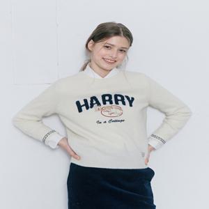 헤지스 여성 [[24FW]] HSSW4DL87IV [가격인하][울100%] 아이보리 헤리 인타샤 라운드넥 스웨터