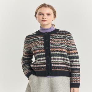 헤지스 여성 [[24FW]] HSSW4D102CG [캐시미어] 차콜그레이 페어아일 라운드넥 가디건