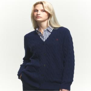 헤지스 여성 [[24FW]] HSSW4D906N2 [가격인하][캐시미어] 네이비 케이블 브이넥 롱 가디건
