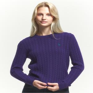 헤지스 여성 [[24FW]] HSSW4DC85V3 [캐시미어] 바이올렛 케이블 라운드넥 스웨터