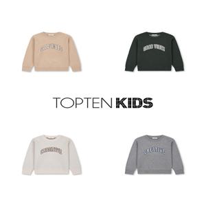 MKF4ER3201 탑텐키즈 공용 소프트 터치 레터링 풀오버 스웨터