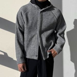 [브리치]  /  3컬러 하몽 남자 아미 하이넥 합포 후드 크롭 가디건 자켓