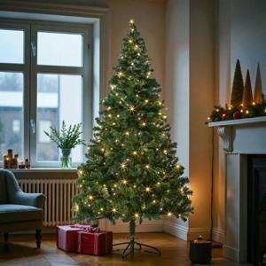 전구포함 210cm 풍성한 스카치 인테리어 트리 + LED전구 세트 100구 웜색