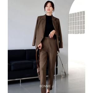 [하프클럽] 봄 가을 여성 정장세트 여자 셋업수트 빅사이즈 M-XL 브라운 면접복장 촬영 여자 세미정장 명품