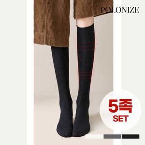 [폴로나이즈] 런던 슬림골지 니삭스 여성 반양말 5족 세트