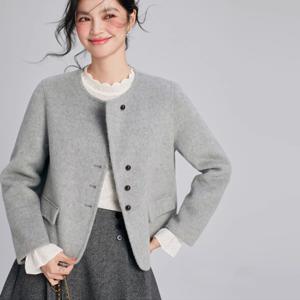 240185 - 울100% 사선 라운드 핸드메이드자켓  울자켓 브랜드공정 겨울코트 울코트 여성겨울코트 핸드메이드코트 여성롱코트