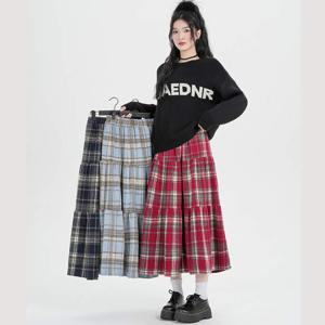 [브리치] HOTBBA / 체크 캉캉 플레어 밴딩 스커트 LL B114