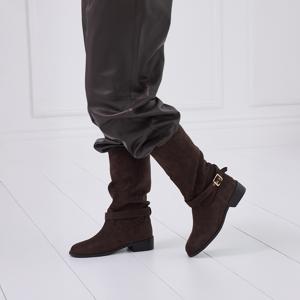 [신비][최초가199,000]버클 포인트 스웨이드 롱 부츠_BUBT250103