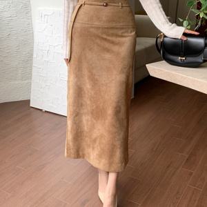 [브리치] 더제이수 / 캐리 스웨이드 벨트 스커트