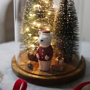 크리스마스 LED 미니트리 유리돔 목각인형