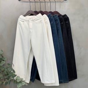 [브리치]  / 바무 2가지길이 YKK지퍼 융털 워싱 절개 와이드 청 바지 3color