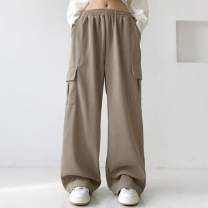 [하프클럽] 여자 W 코듀로이 카고 스트링 와이드 오버핏 밴딩 빅사이즈 골덴 와이드팬츠 스트릿 8color