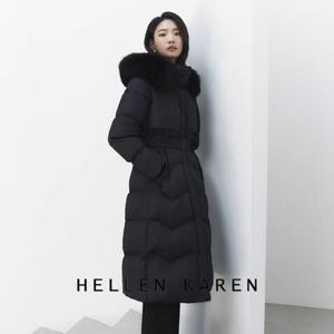 [헬렌카렌]THE PREMIUM 24 WINTER 폭스퍼 헝가리구스 롱 트렌치 다운_637793