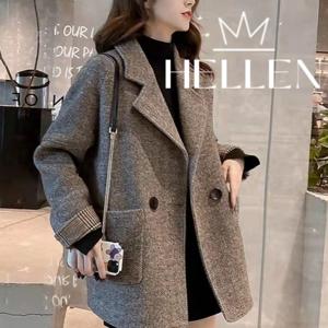 가을 겨울 여성 안감 누빔 모직 버튼 자켓 래피