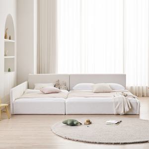 루나온 패브릭 LED 패밀리 침대 Q + SS + 휴 유로탑 매트리스 (Q+SS) (한쪽가드형)