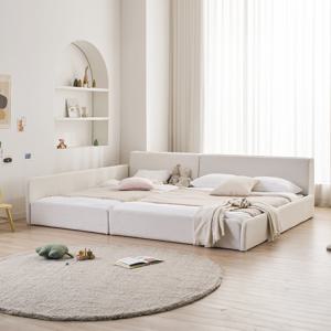 루나온 패브릭 LED 패밀리 침대 Q + SS (한쪽가드형/매트별도)