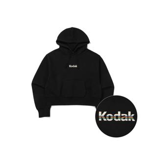 레인보우 세미크롭핏 후드티셔츠 우먼 BLACK