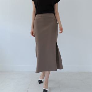 [어반프랑] 어스 하이웨스트 H라인 트임 스판 미디 스커트