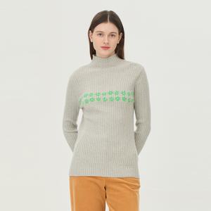 [본사] 꽃 자카드 골지 터틀넥 니트_BAKP53461MG