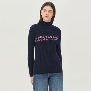 [본사] 꽃 자카드 골지 터틀넥 니트_BAKP53461NY