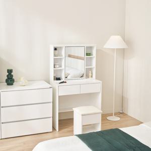 몬 800 수납 거울형 화장대 세트(800수납거울형화장대+수납스툴)