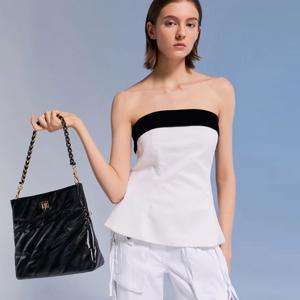 파운 패널 체인-핸들 숄더백_2colors