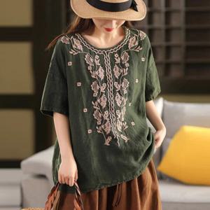 자수 린넨 루즈핏 블라우스_BJ2BL010