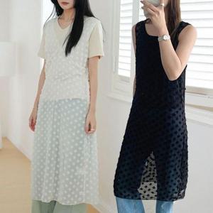 [하프클럽] ONM 원피스 레이어드 시스루 레이스 롱 나시 봄 원피스 빅