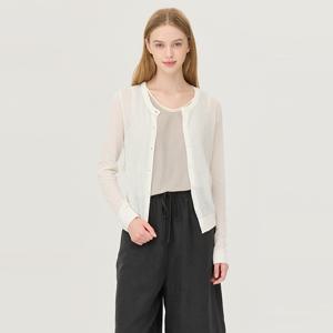 [본사] [Online Exclusive] 솔리드 시스루 가디건_BAKCE4541WH