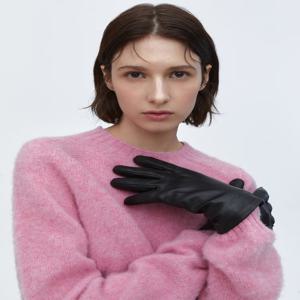 블랙 양가죽 음각로고 스마트터치 여성장갑 JAGV5F103