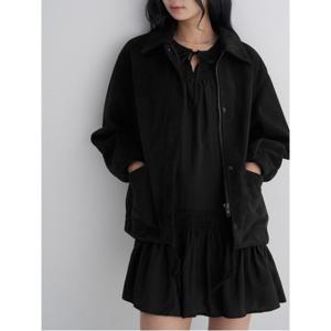 오버핏 스웨이드 재킷  블랙