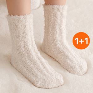 1+1 부드러운 여성 수면양말 장목 무압박 수족냉증 겨울 따뜻한 임산부 양말