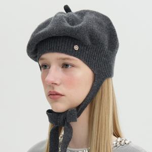 트리코트 리본 베레 - 그레이