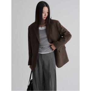 오버핏 테일러드 재킷  브라운