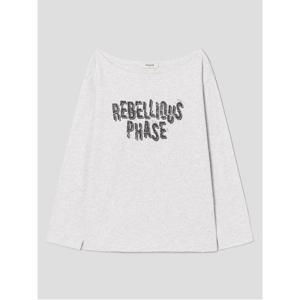 보트넥 기모 긴소매 그래픽 티셔츠  라이트 그레이