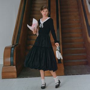 [11월24일 예약배송] Cest_White collar balloon dress