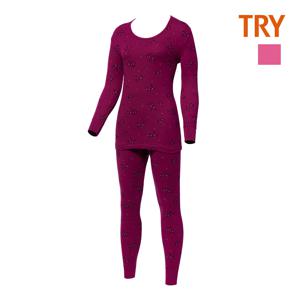 여성 뷰티 보온 날염 장유 상하 세트 #I90