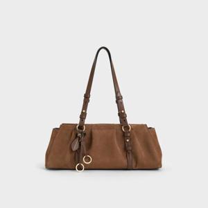 브리튼 리사이클 스웨이드 러치드 이롱게이티드 숄더백 CK2-30671819-1