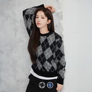 355925 노정의 여 7GG 아가일 크루넥 긴팔 니트 스웨터