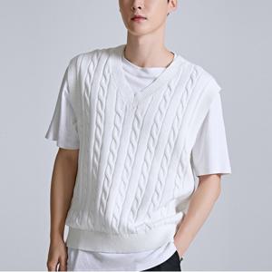 (QR) (워셔블코튼)케이블 V넥 베스트 (SPKVC49U95-T)