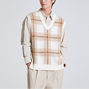 오버핏 체크 베스트 (SPKVC4TC04-T)