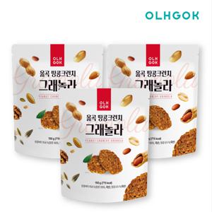 100% 국산 땅콩 카카오 크런치 납작 그래놀라 150g 3개입