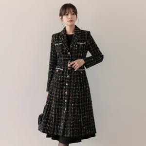 (~XXL까지) 마델로 프린지 트위드 코트 하객룩 모임룩 연말룩 겨울코디 오피스 자체제작 빅사이즈