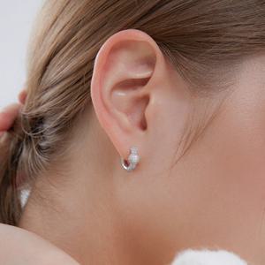 오르빗 실버(W) 풀 파베 원터치 귀걸이 HL3E5A305W9XXX