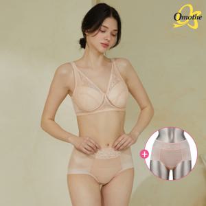 [1세트+팬티추가1종]  ABCDE빅컵 프리미엄 에어글램 브라팬티 3종 세트/베이지