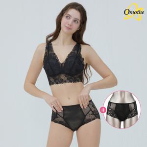 [최초가 69,900원][1세트+팬티추가1종]  이지업 에델 레이스 브라렛 브라팬티 3종 세트/에보니블랙