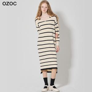 (OZOC)] 세일러 칼라 스트라이프 니트 원피스 (택가격: 112000원)