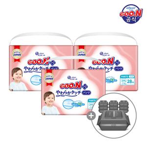 [2박스 구매시 물티슈 10팩] 군 기저귀 플러스 소프트터치 팬티 점보형(XXL) 28P x 3팩
